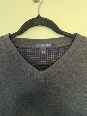 Lands' End Men's Dark Charcoal V-Neck Sweater